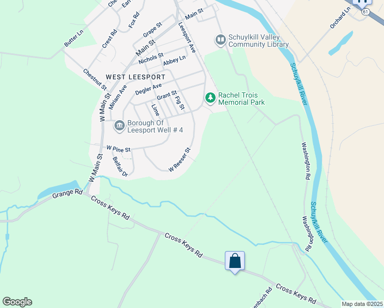 map of restaurants, bars, coffee shops, grocery stores, and more near 523 West Reeser Street in Leesport