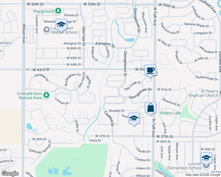 map of restaurants, bars, coffee shops, grocery stores, and more near 1746 Dove Creek Circle in Loveland
