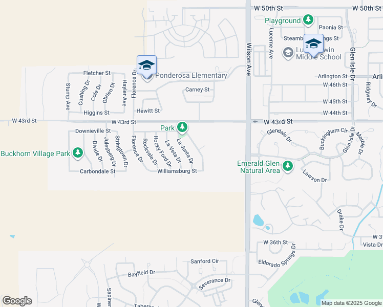 map of restaurants, bars, coffee shops, grocery stores, and more near 4050 La Junta Drive in Loveland