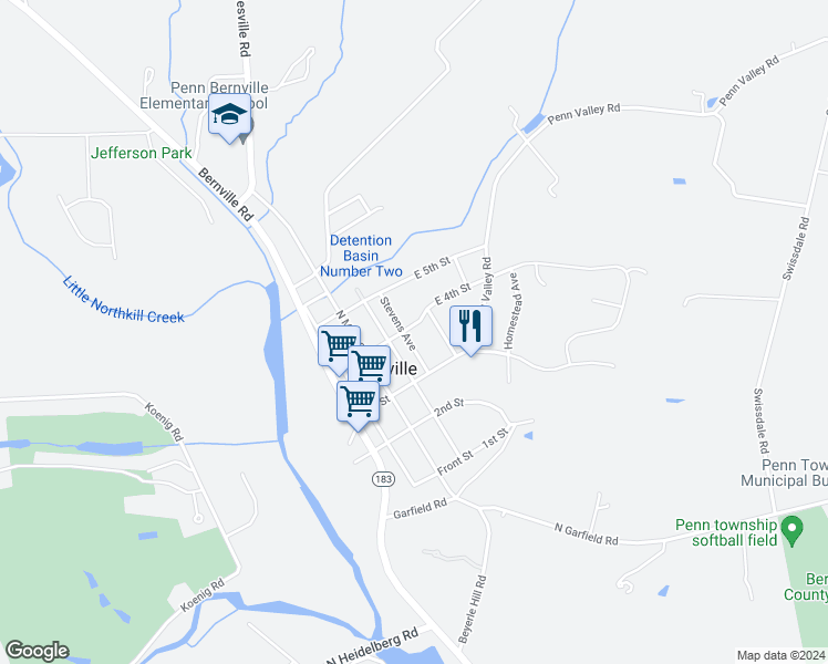 map of restaurants, bars, coffee shops, grocery stores, and more near in Bernville