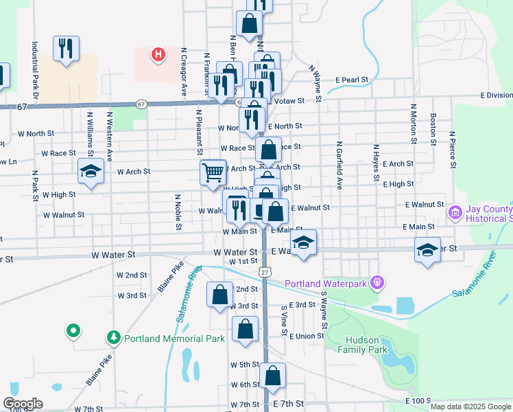 map of restaurants, bars, coffee shops, grocery stores, and more near in Portland