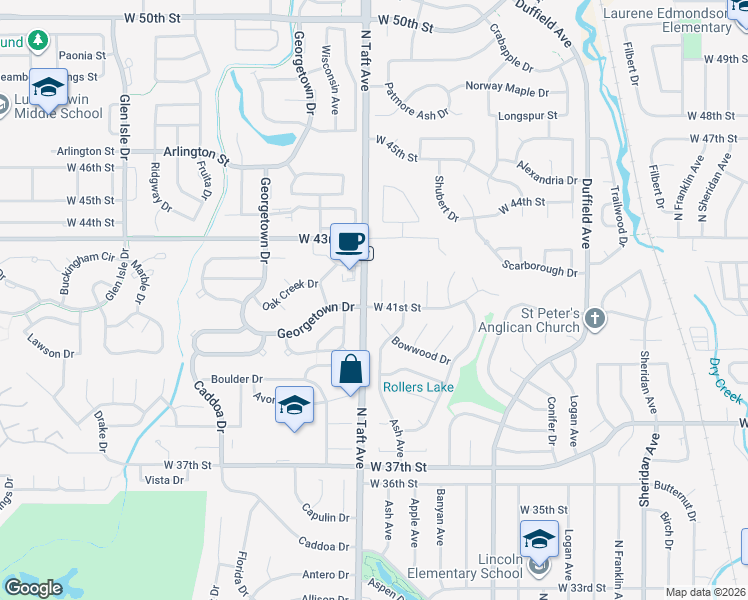 map of restaurants, bars, coffee shops, grocery stores, and more near 1339 Bowwood Court in Loveland