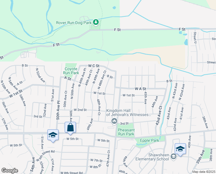 map of restaurants, bars, coffee shops, grocery stores, and more near 138 North 48th Avenue in Greeley