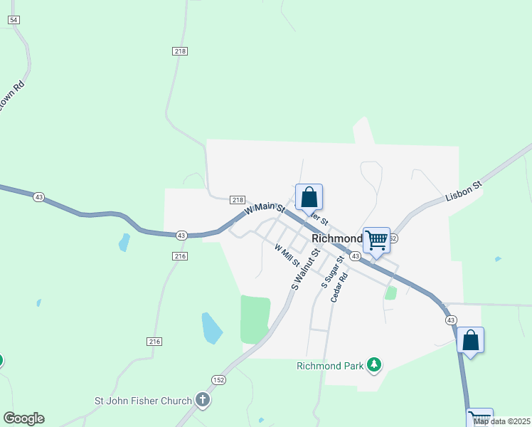 map of restaurants, bars, coffee shops, grocery stores, and more near 119 South Green Street in Richmond