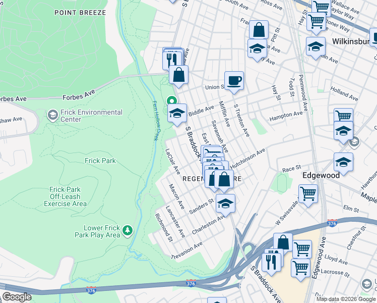 map of restaurants, bars, coffee shops, grocery stores, and more near 943 Rear Way in Pittsburgh