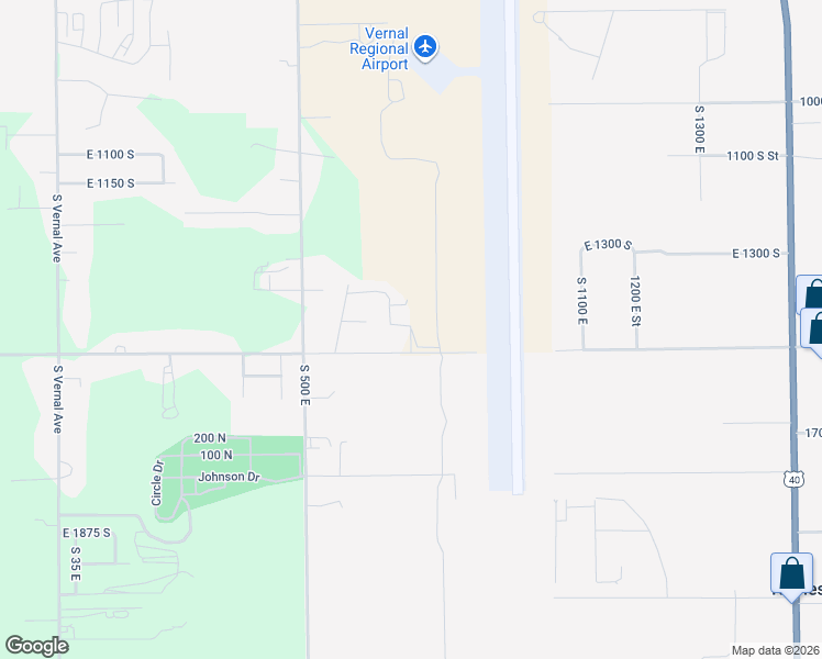 map of restaurants, bars, coffee shops, grocery stores, and more near South 725 East in Vernal