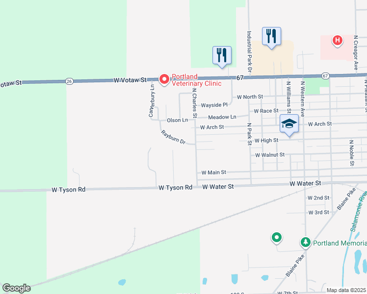 map of restaurants, bars, coffee shops, grocery stores, and more near 100-230 North Charles Street in Portland