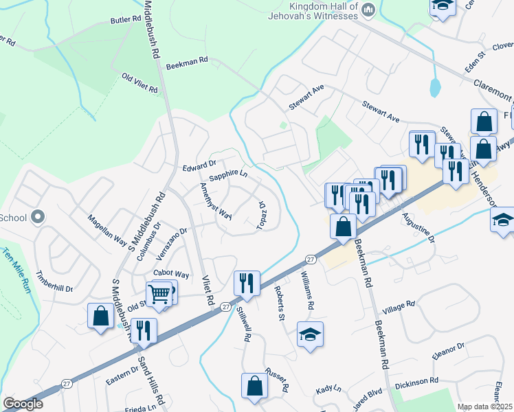map of restaurants, bars, coffee shops, grocery stores, and more near 270 Amethyst Way in Franklin Township