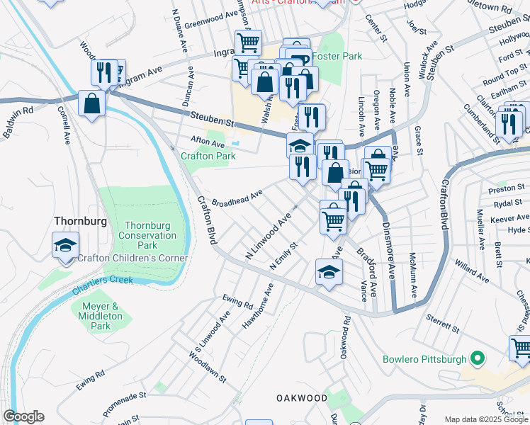 map of restaurants, bars, coffee shops, grocery stores, and more near 576 Broadhead Avenue in Pittsburgh