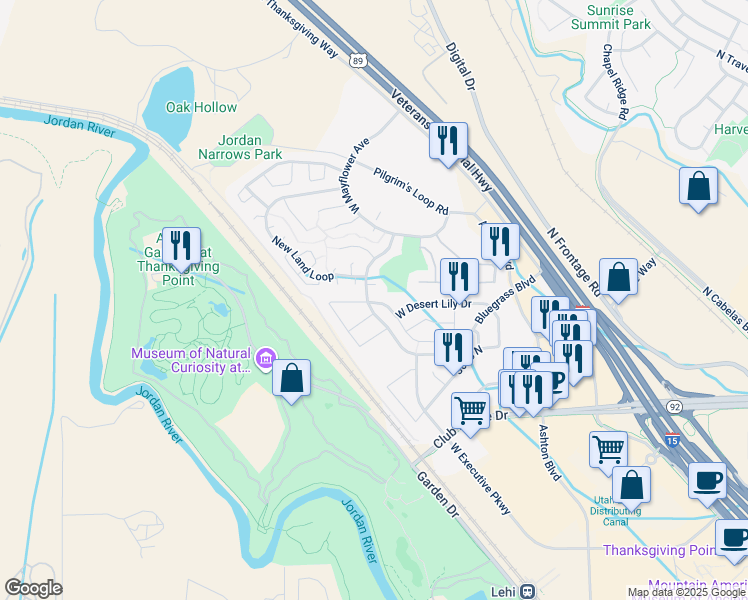 map of restaurants, bars, coffee shops, grocery stores, and more near 3342 West Prairie Grass Drive in Lehi