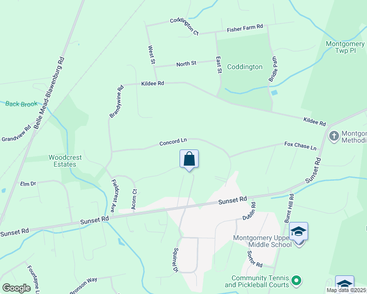 map of restaurants, bars, coffee shops, grocery stores, and more near 36 Concord Lane in Montgomery