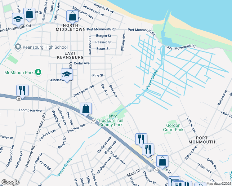 map of restaurants, bars, coffee shops, grocery stores, and more near 81 Clinton Street in North Middletown