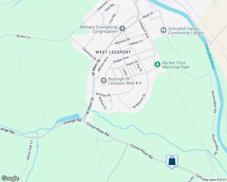 map of restaurants, bars, coffee shops, grocery stores, and more near 631 West Pine Street in Leesport