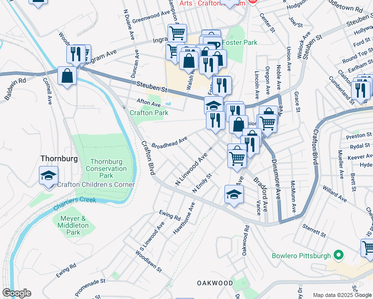 map of restaurants, bars, coffee shops, grocery stores, and more near 576 Broadhead Avenue in Pittsburgh