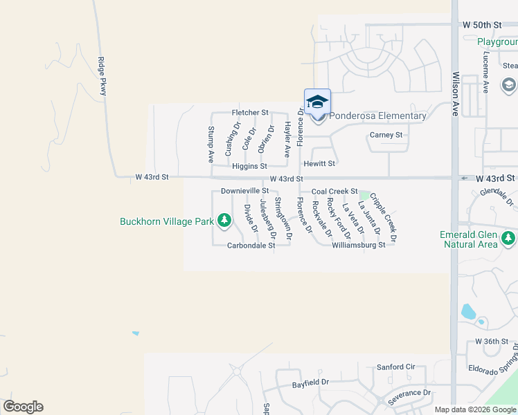 map of restaurants, bars, coffee shops, grocery stores, and more near 4225 Julesberg Drive in Loveland