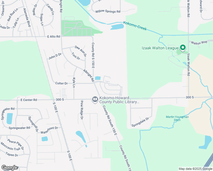 map of restaurants, bars, coffee shops, grocery stores, and more near 2311 Acorn Drive in Kokomo