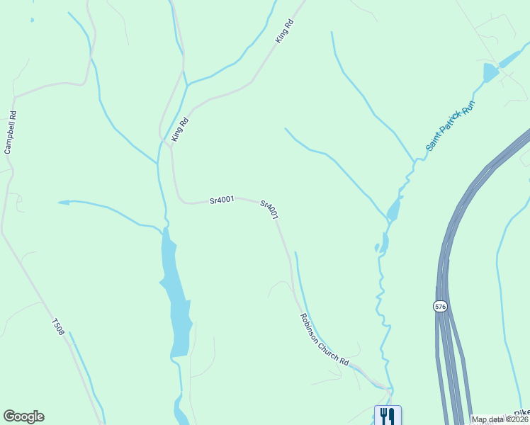 map of restaurants, bars, coffee shops, grocery stores, and more near 555 Robinson Church Road in Bulger