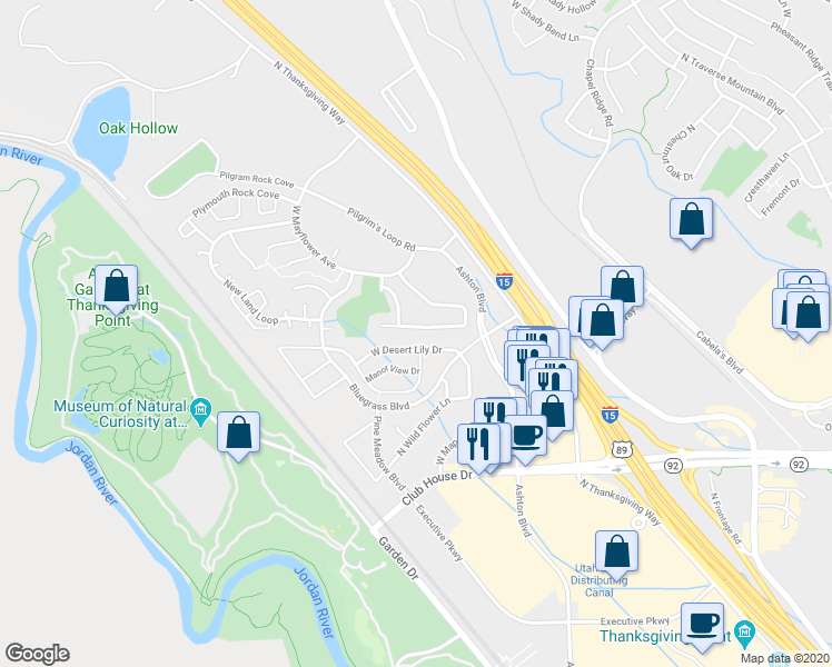 map of restaurants, bars, coffee shops, grocery stores, and more near 3151 West Davencourt Loop in Lehi