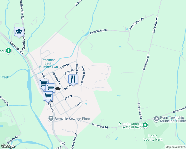 map of restaurants, bars, coffee shops, grocery stores, and more near 21 Albans Ct in Bernville