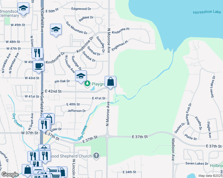 map of restaurants, bars, coffee shops, grocery stores, and more near 4186 North Monroe Avenue in Loveland