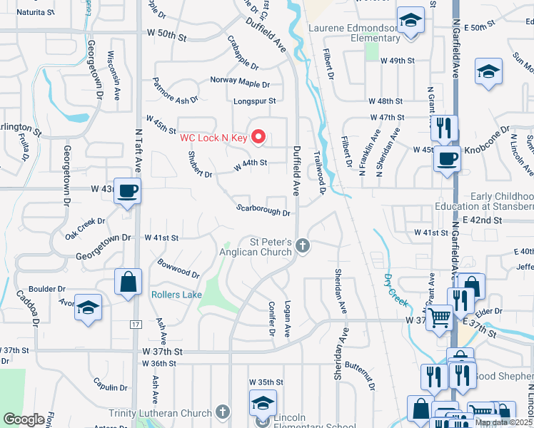 map of restaurants, bars, coffee shops, grocery stores, and more near 868 Scarborough Drive in Loveland