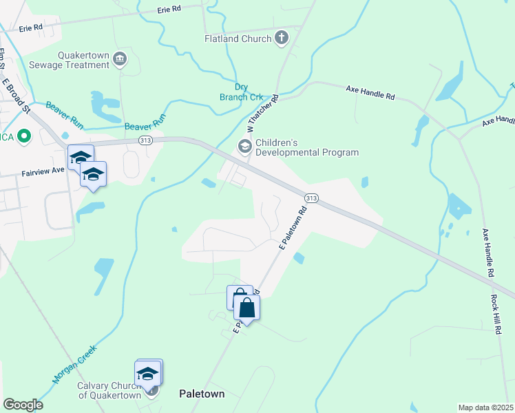 map of restaurants, bars, coffee shops, grocery stores, and more near 1328 Oak Tree Drive in Quakertown
