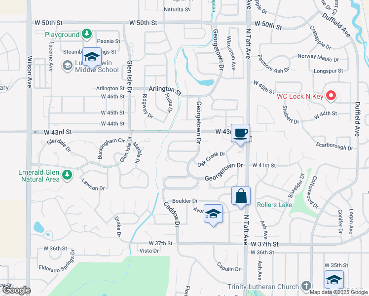 map of restaurants, bars, coffee shops, grocery stores, and more near 1747 Elk Springs Street in Loveland