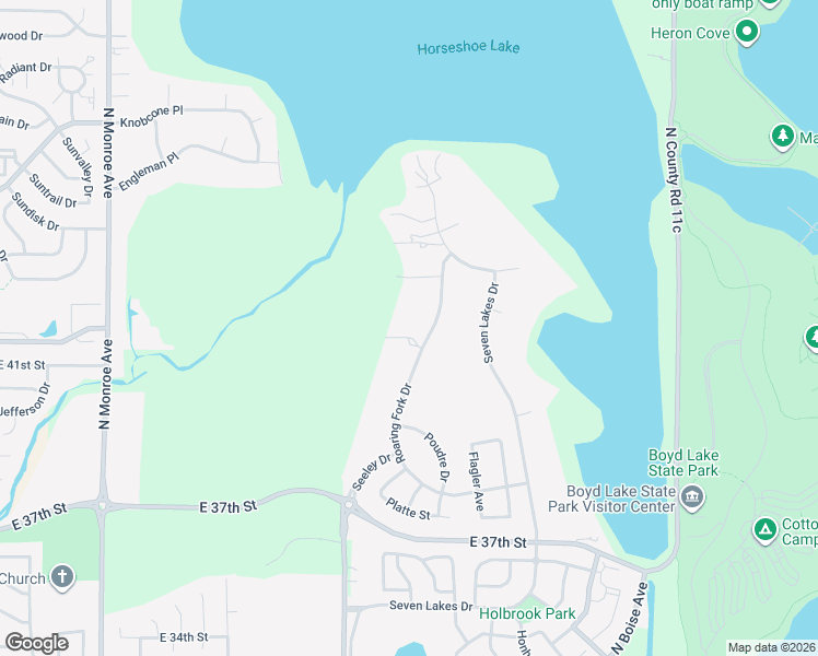 map of restaurants, bars, coffee shops, grocery stores, and more near 4221 Roaring Fork Drive in Loveland