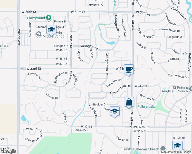 map of restaurants, bars, coffee shops, grocery stores, and more near 1747 Elk Springs Street in Loveland
