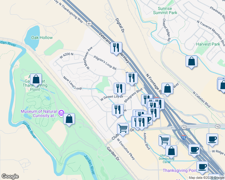 map of restaurants, bars, coffee shops, grocery stores, and more near 3233 West Davencourt Loop in Lehi