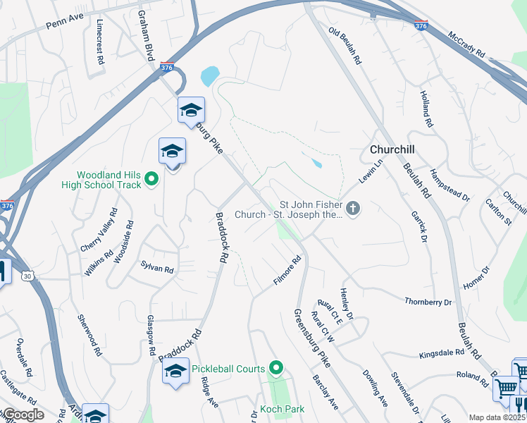 map of restaurants, bars, coffee shops, grocery stores, and more near 101 Cara Lin Drive in Pittsburgh