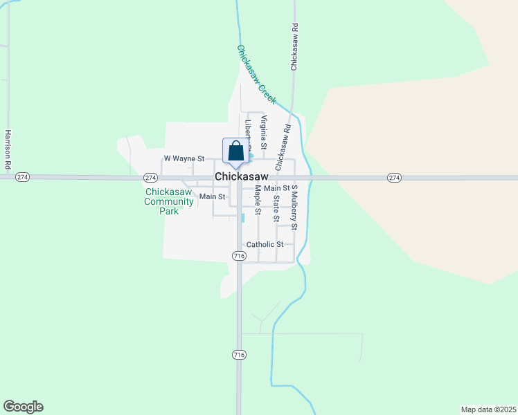 map of restaurants, bars, coffee shops, grocery stores, and more near Maple Street in Celina