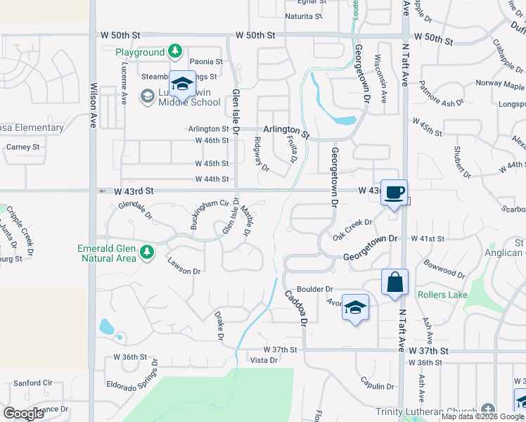 map of restaurants, bars, coffee shops, grocery stores, and more near 2016 Tonopas Court in Loveland