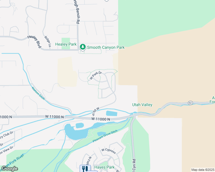 map of restaurants, bars, coffee shops, grocery stores, and more near 11197 N Park Dr in Highland