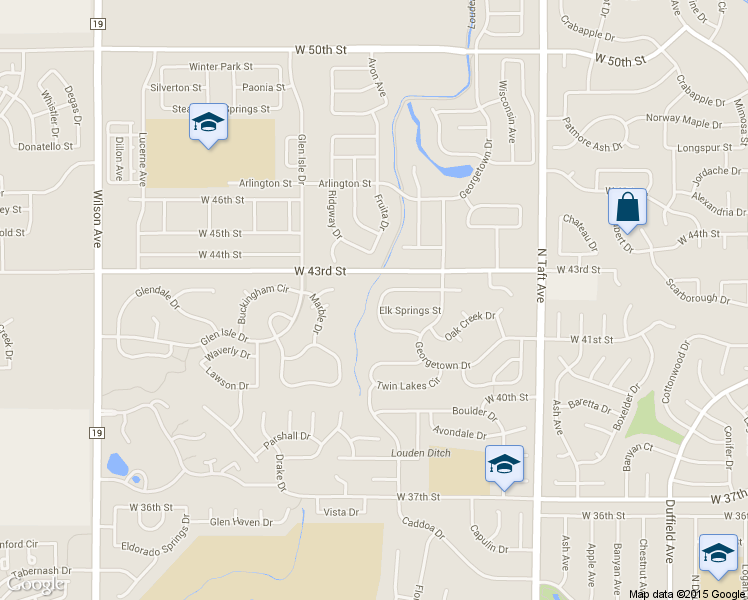map of restaurants, bars, coffee shops, grocery stores, and more near 1854 Dove Creek Circle in Loveland
