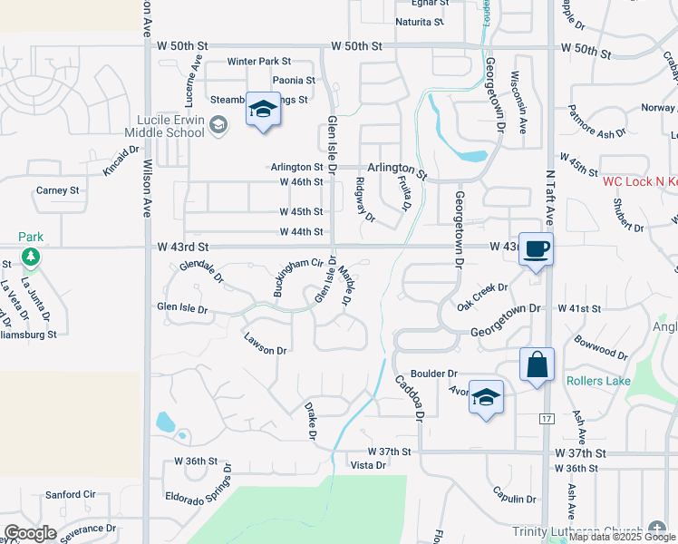 map of restaurants, bars, coffee shops, grocery stores, and more near 2127 Campo Court in Loveland
