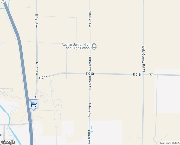 map of restaurants, bars, coffee shops, grocery stores, and more near 101 North Balsam Avenue in Greeley