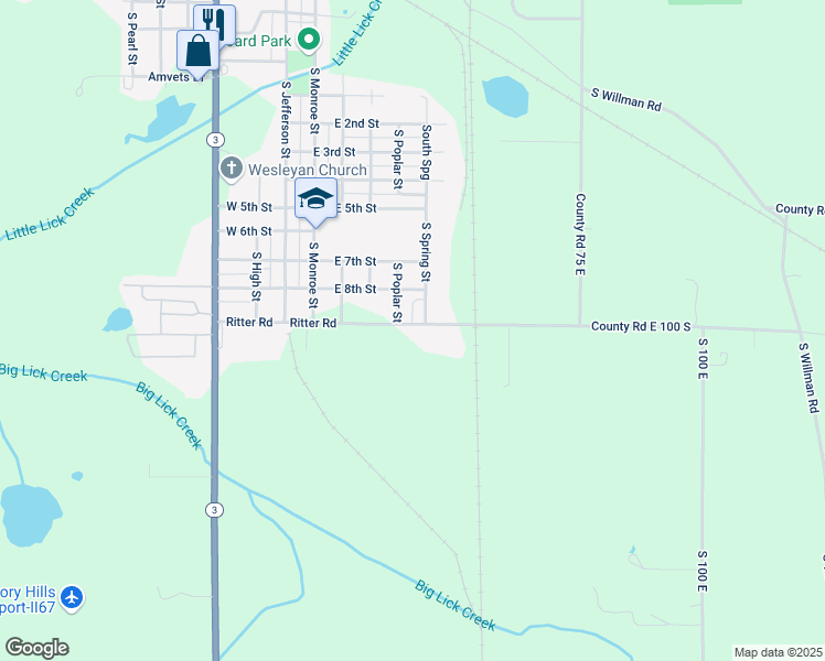 map of restaurants, bars, coffee shops, grocery stores, and more near 406 East 100 South in Hartford City