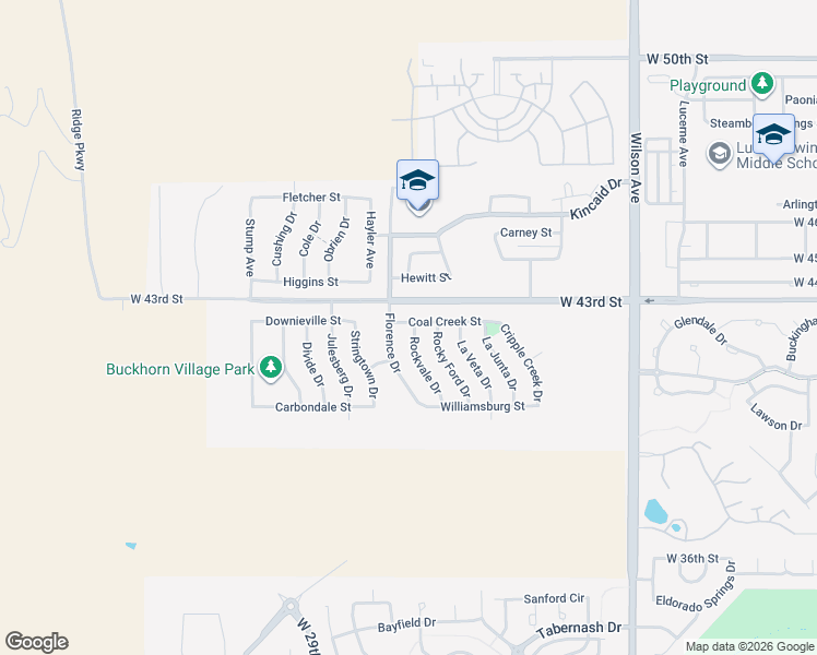 map of restaurants, bars, coffee shops, grocery stores, and more near 3450 Coal Creek Street in Loveland