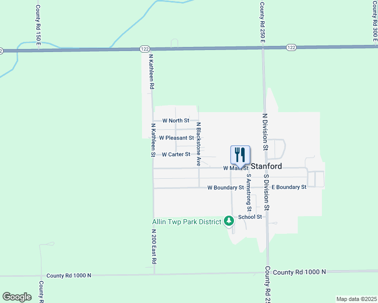 map of restaurants, bars, coffee shops, grocery stores, and more near 405 West Carter Street in Stanford