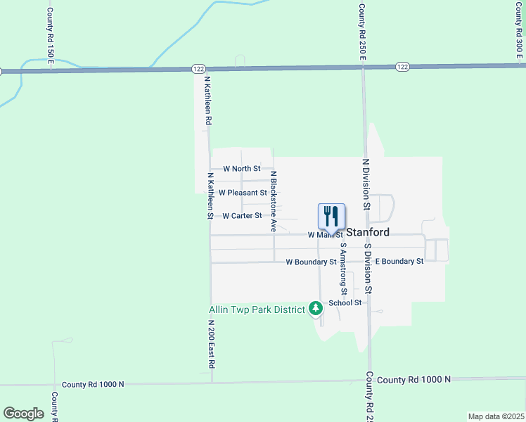 map of restaurants, bars, coffee shops, grocery stores, and more near 405 West Carter Street in Stanford