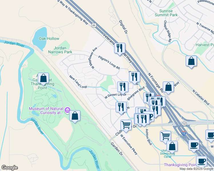map of restaurants, bars, coffee shops, grocery stores, and more near 3246 West Davencourt Circle in Lehi