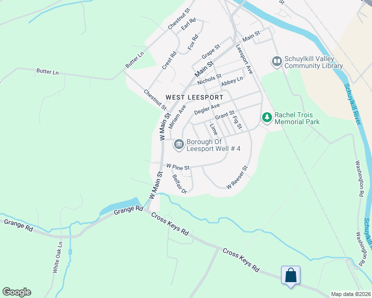 map of restaurants, bars, coffee shops, grocery stores, and more near 830 Leesport Avenue in Leesport