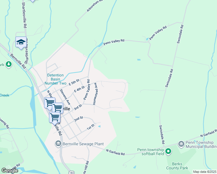 map of restaurants, bars, coffee shops, grocery stores, and more near 18 Albans Court in Bernville