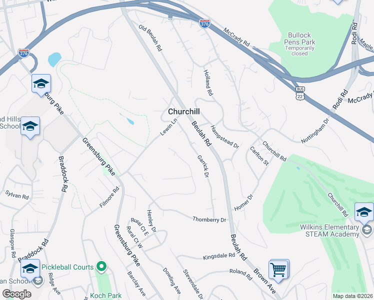 map of restaurants, bars, coffee shops, grocery stores, and more near 25 Lewin Lane in Pittsburgh