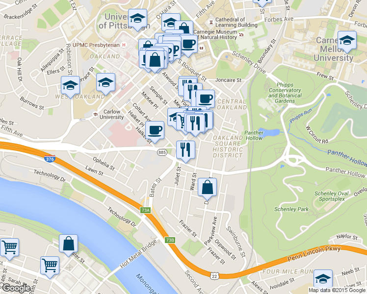 map of restaurants, bars, coffee shops, grocery stores, and more near 513 Zulema Street in Pittsburgh