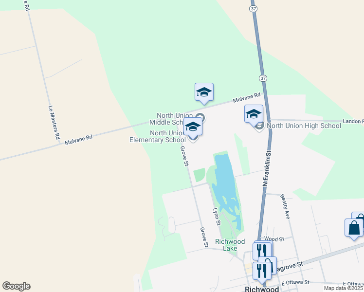 map of restaurants, bars, coffee shops, grocery stores, and more near 420 Grove Street in Richwood