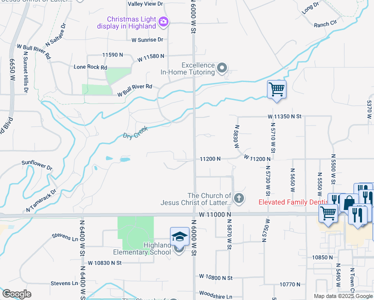 map of restaurants, bars, coffee shops, grocery stores, and more near 11248 Hawkstone Way in Highland
