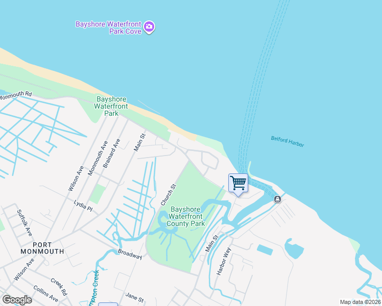 map of restaurants, bars, coffee shops, grocery stores, and more near 39 Golden Eye Lane in Port Monmouth