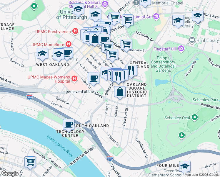 map of restaurants, bars, coffee shops, grocery stores, and more near 4 Welsford Street in Pittsburgh